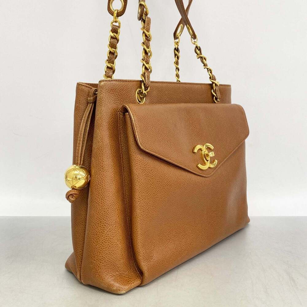 CHANEL Brown Caviar Leather Tote Bag - Picture 2 of 11